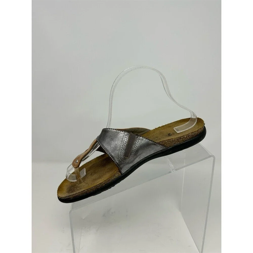 Naot Thong Sandals Womens Brown & Pewter Slip-On Comfort Contoured Footbed 38